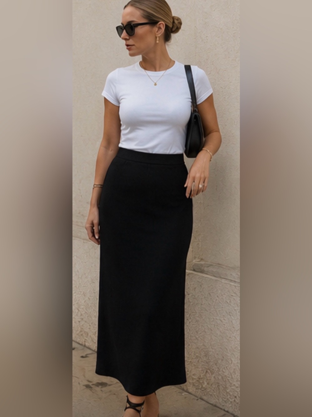 Sleek Black High-Waist Pencil Maxi Skirt